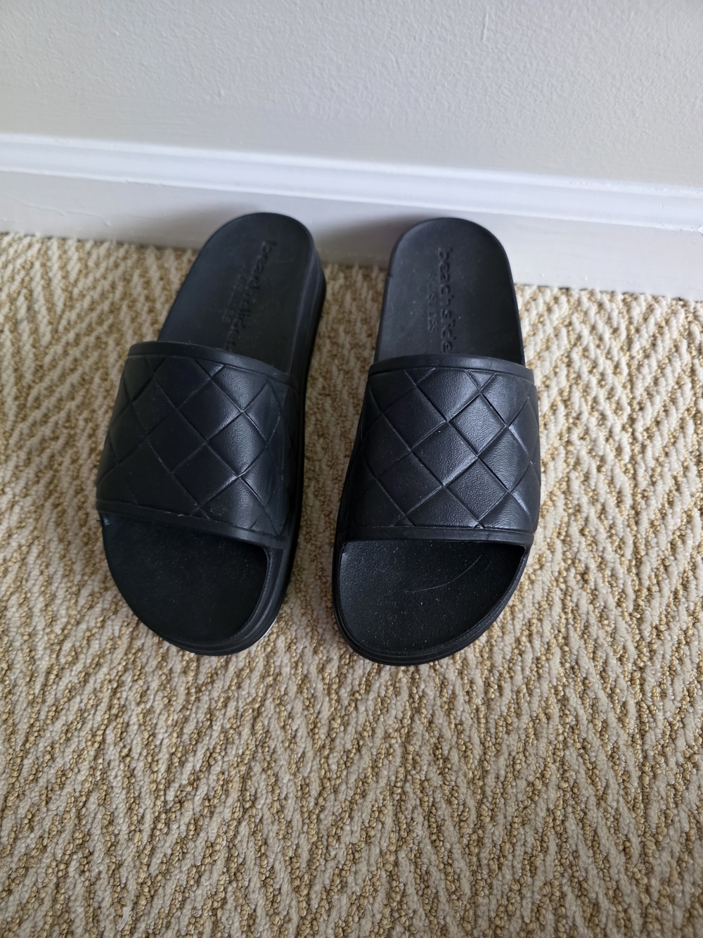 J Slides Black Quilted Slide Sandals